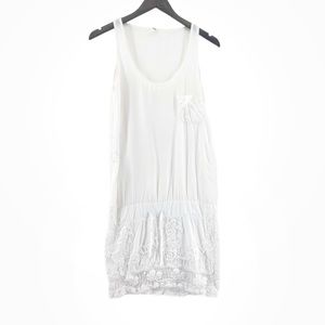 Monrow White Crochet Trim Swim‎ Coverup Dress